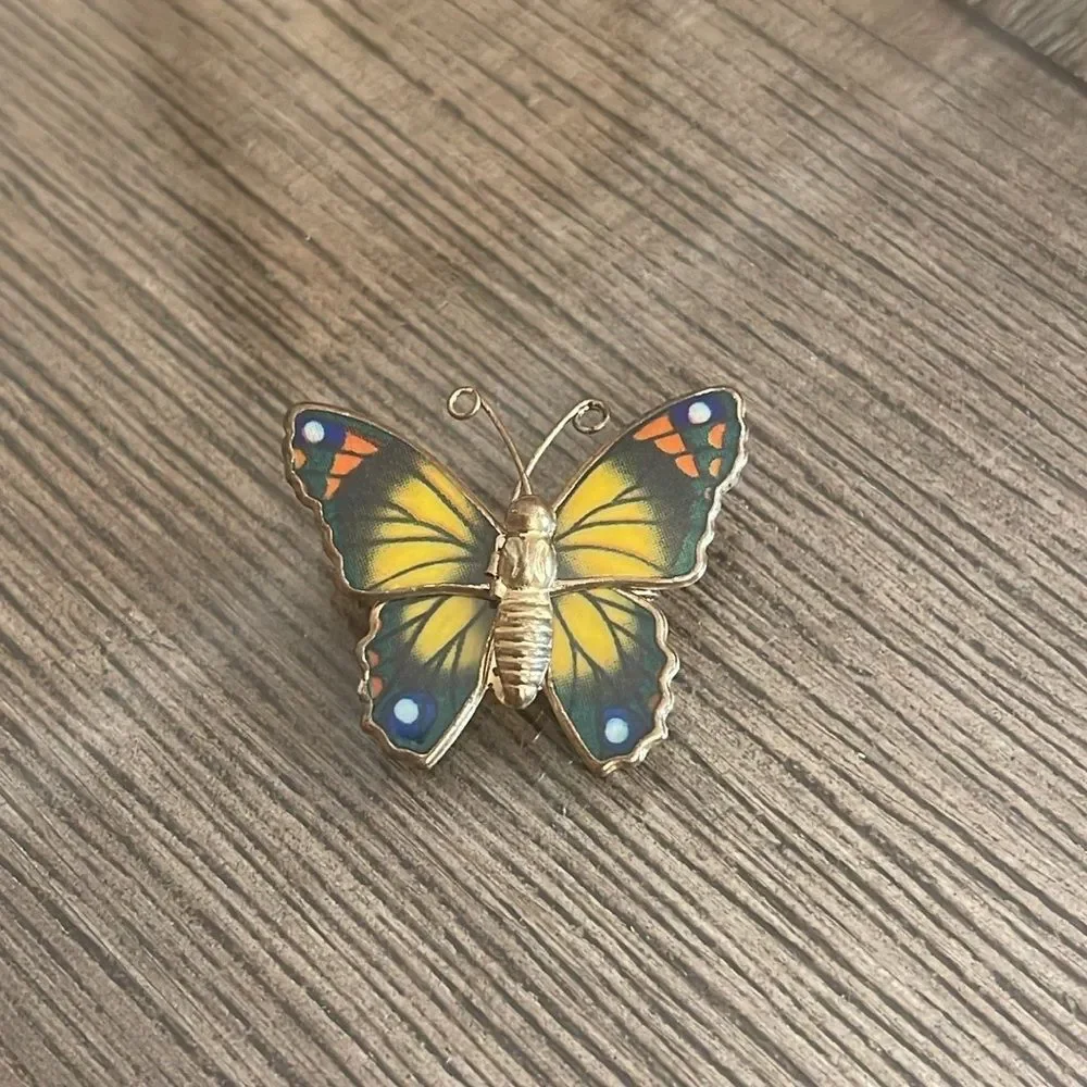 Vintage Colorful Butterfly Pin Resin Wings